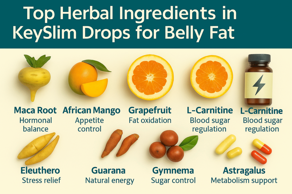 Best Herbal Supplements for Belly fat: ingredients in keyslim drops